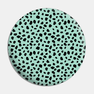 Dalmatian Animal Print Spots Black Mint Green Polka Dots Pin