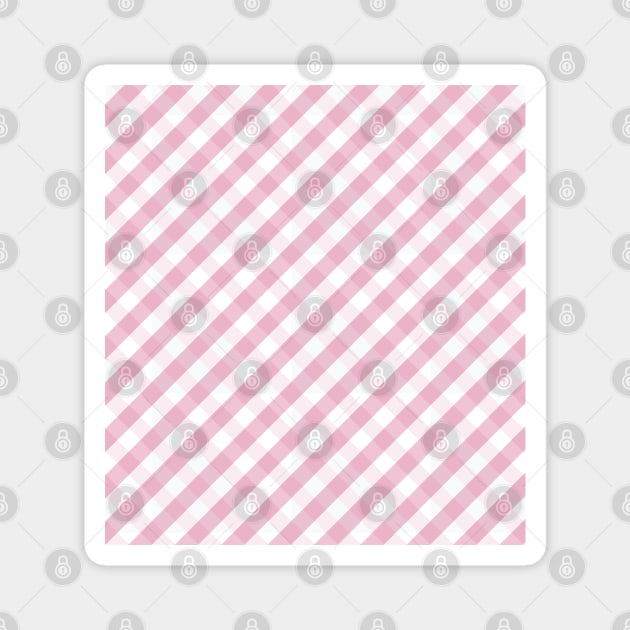 Light Pink and White Check Gingham Plaid Magnet by squeakyricardo