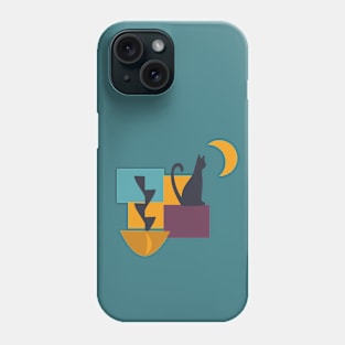 Cat Window Night Crescent Moon Phone Case