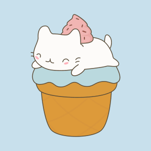 Kawaii Cat Ice Cream Cone T-Shirt T-Shirt