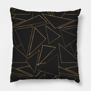 Minimalist Geometric Gold Black Strokes Triangles Pillow