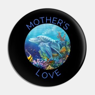 Mother and baby dolphin Coral reef Hawaii Pin