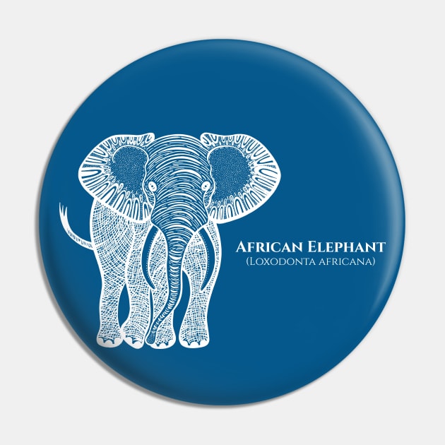 African Elephant with Common and Latin Names - gift for elephant lover Pin by Green Paladin