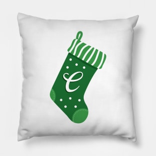 Christmas Stocking with the Letter C Pillow