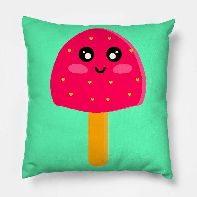 Pink Strawberry Ice-Cream Pillow by TANSHAMAYA