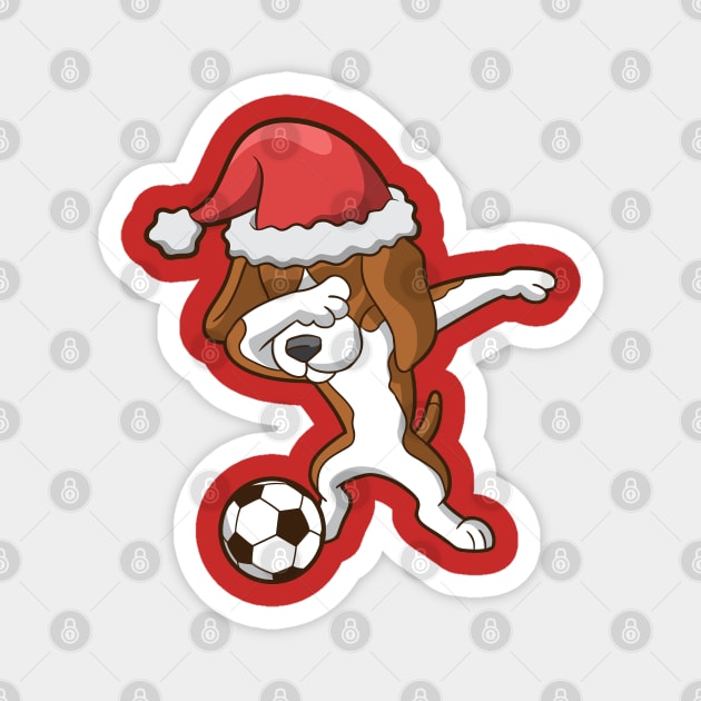 Soccer Dabbing Beagle Santa Claus Christmas Magnet by E