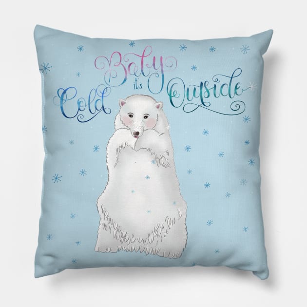 Baby, it's cold outside Pillow by CalliLetters