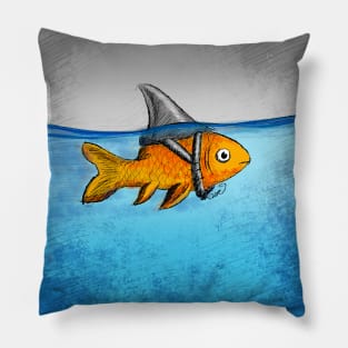 Attitude is everything! Goldfish with a shark fin. Pillow