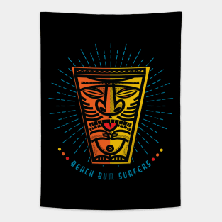 Tiki Surfer Sunburst Tapestry