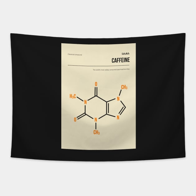 Caffeine Molecule Vintage Book Cover Poster Tapestry by jornvanhezik