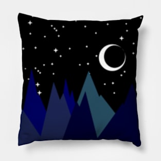 MOUNTAINS, NIGHT SKY, MOON AND STARS, MINIMALIST MOUNTAINS Pillow