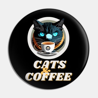 Cat Mother Coffee Lover Pin