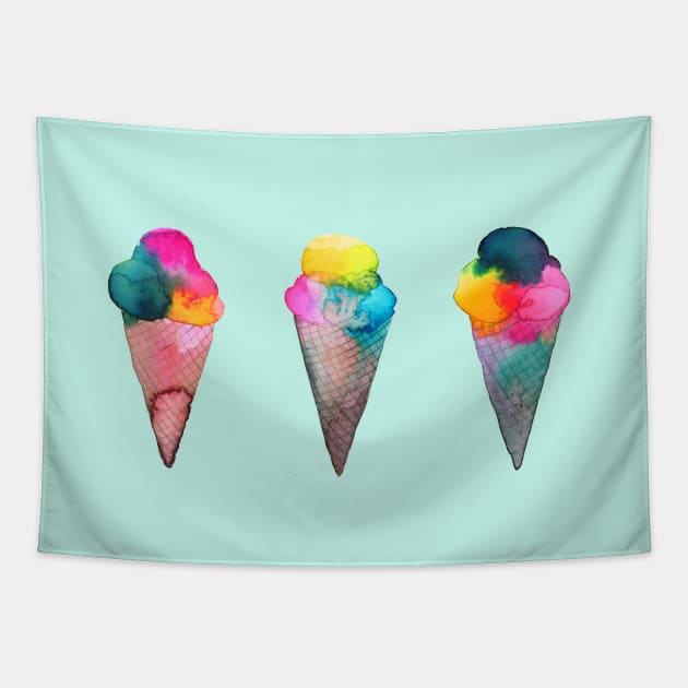 Colorful Ice Cream Cones Tapestry by ninoladesign