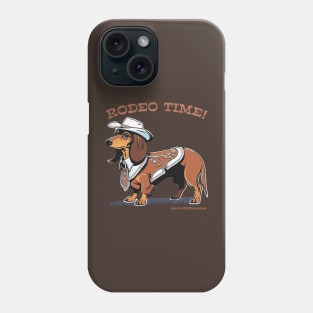 RODEO TIME! (Brown dachshund wearing white cowboy hat) Phone Case