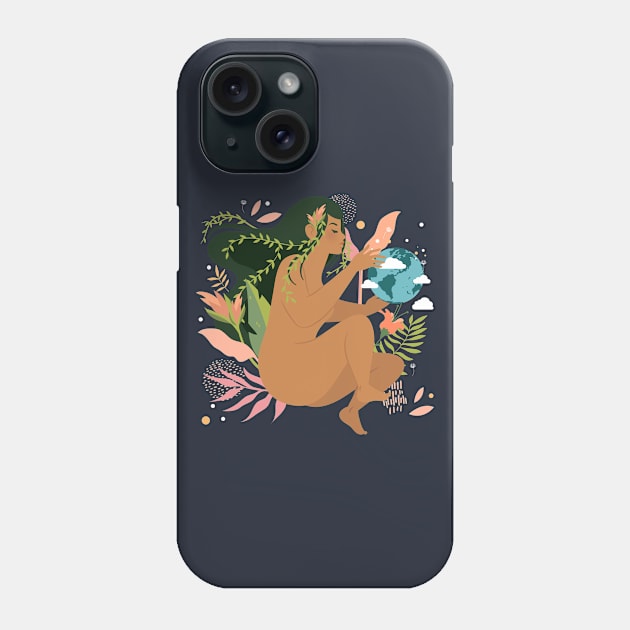 Mother Earth Hugging Planet Phone Case by InkyArt