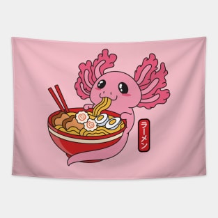 Axolotl Eating Ramen Noodles Tapestry