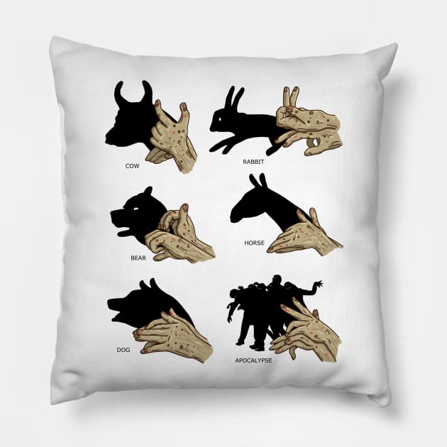 Zombie Shadow Puppets - Light Shirt Version Pillow by bigbadrobot