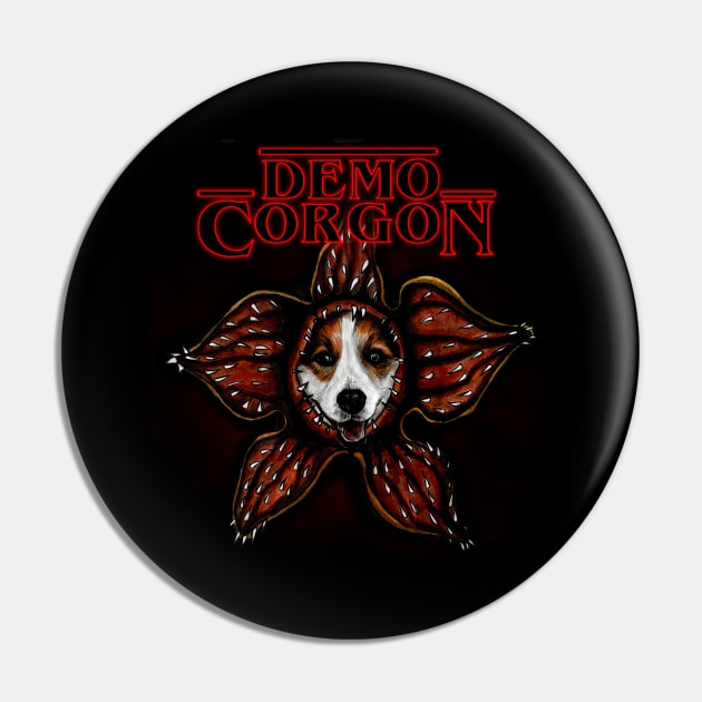 Demogorgon Corgi Pun Dog Stranger Things Pin by Tasmin Bassett Art