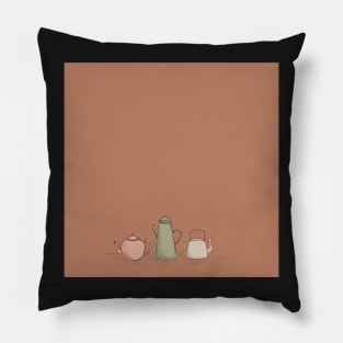 Cottagecore Teapots Illustration Pillow