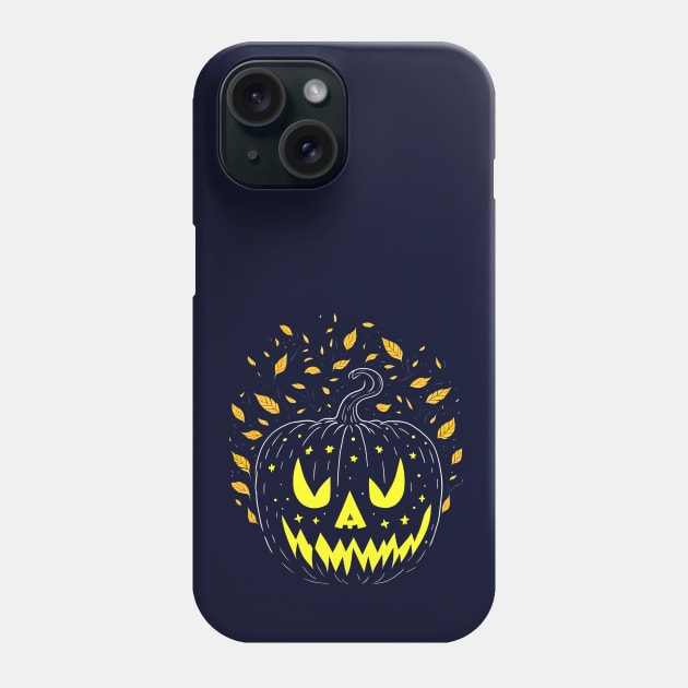 Happy Halloween Spooky Jack O Lantern Yellow Orange And Black Carved Pumpkin Phone Case by ZAZIZU