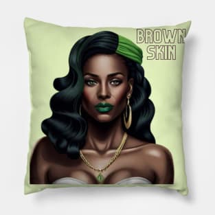 Brown Skin Green Head Band Beauty Pillow