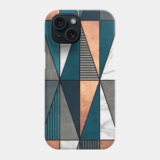 Copper, Marble and Concrete Triangles with Blue Phone Case