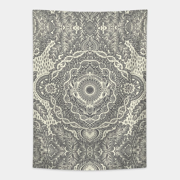 Rain in the Garden - grey and cream Tapestry by micklyn