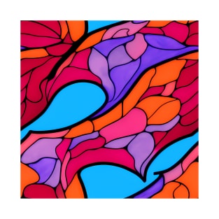 Vibrant Lava Flow - Stained Glass Design Pattern T-Shirt