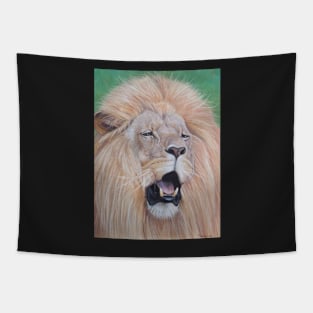 wildlife realist art  big cat roaring lion Tapestry