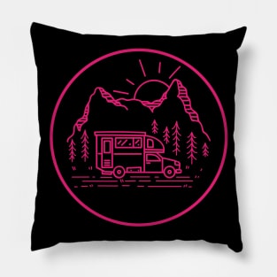 Camping Girl Logo Crest Shield Campervan RV Pillow