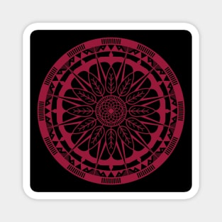 Red round Mandala Pattern Magnet