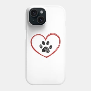 Heart with paw print. Happy Valentine's day design Phone Case