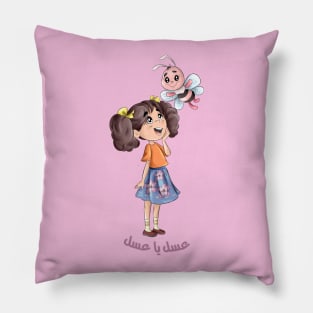 cartoon girl with bee Pillow