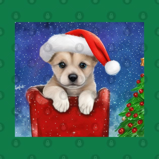 Cute Christmas Pomeranian Puppy by Mary'sDesigns