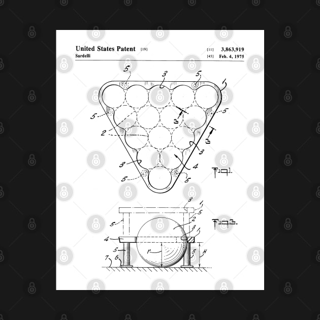 Pool Rack Patent - Pool Player Billiards Home Bar Art - White by patentpress