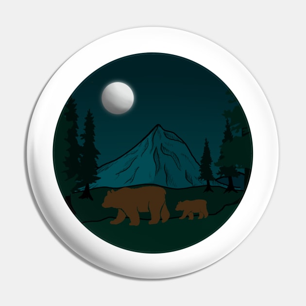 Mt. Hood Bears Pin by FernheartDesign