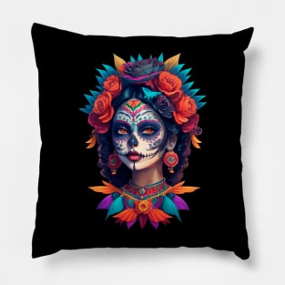 Floral catrina girl Pillow