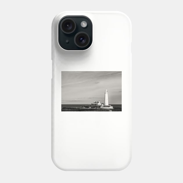 St Mary's lighthouse Whitley bay - Sepia Phone Case by zglenallen