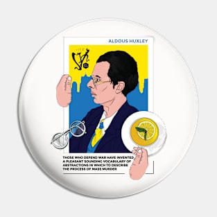 Aldous Huxley Anti War Blue Yellow Lemonade Patriotic Ukraine Pin