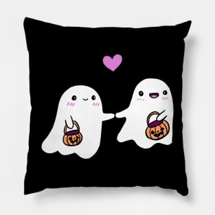 Cute halloween ghost couple in love Pillow