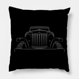 Front/profile Willys Overland - stencil, white Pillow