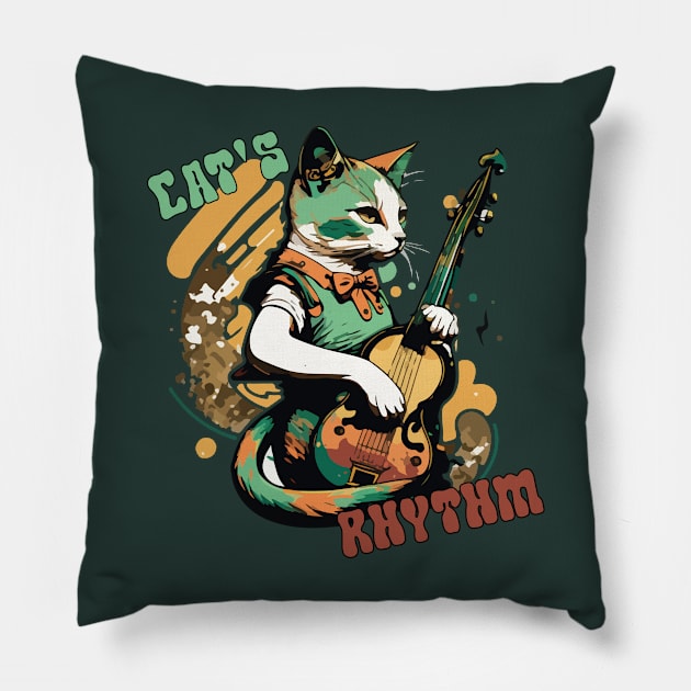 Cat's Rhythm Pillow by MusicianCatsClub