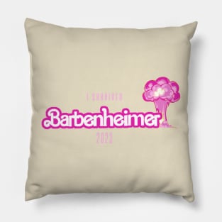 barbie oppenheimer - i survived barbenheimer Pillow