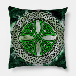 Green Celtic Shield Knot on Marble Pillow