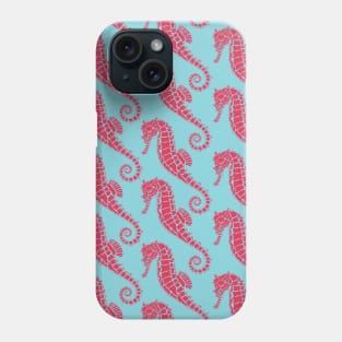 Vivid Pink and Blue Seahorse Pattern Phone Case