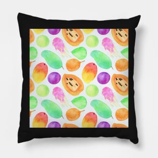 Bright watercolor tropical fruit pattern Pillow