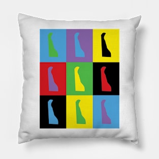 Delaware Pop Art State Outline Pattern Pillow