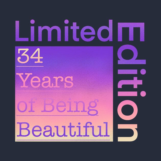 34 Year Old Gift Gradient Limited Edition 34th Retro Birthday by Designora