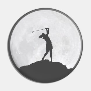 Golfer woman and the Moon Pin