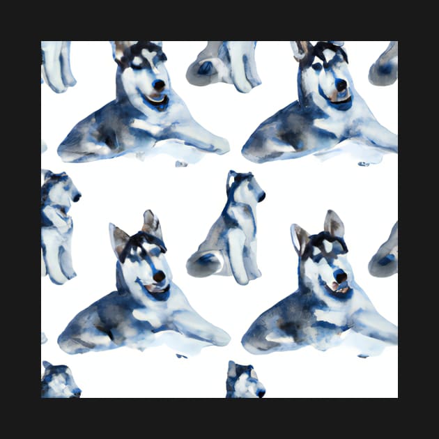 Siberian Husky Pattern Watercolor by Shadowbyte91